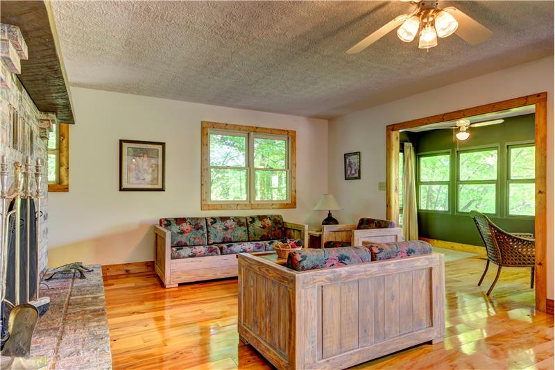 Living Room and Enclosed Porch at 283 Walleye Rd, Falls of Rough