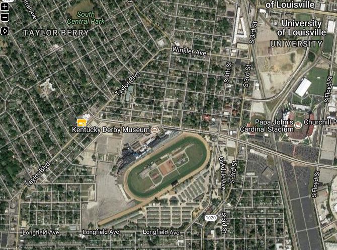 Overhead View - Center to Churchill Downs and U of L