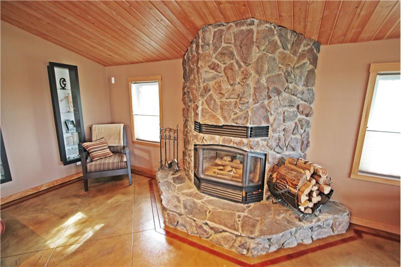 Wood=burning fireplace on main floor.
