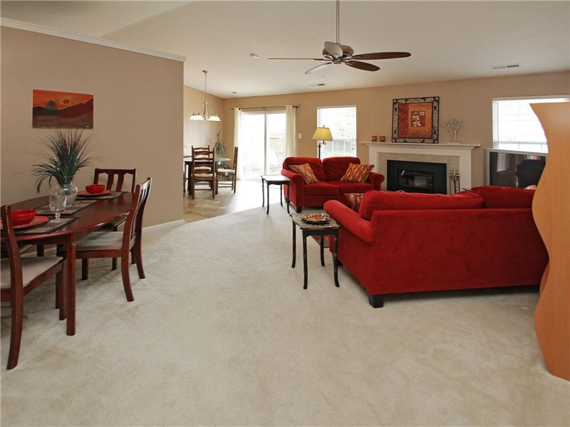 Great room & dining room combo.
