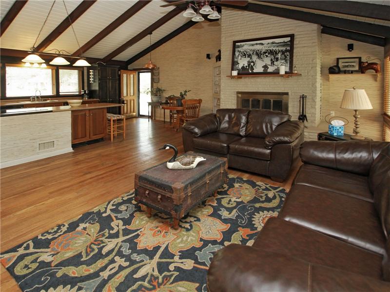 Cathedral ceiling in great room & kitchen