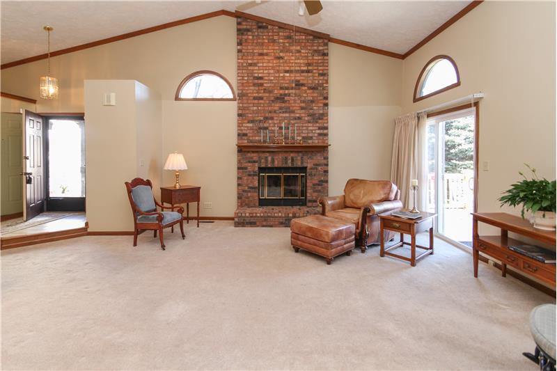 8055 Foxchase Dr, - Full brick walled fireplace.