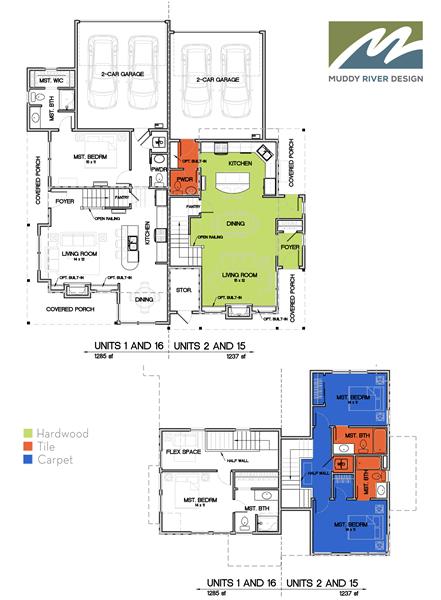 Photos of same finished floor plan with similar finishes.