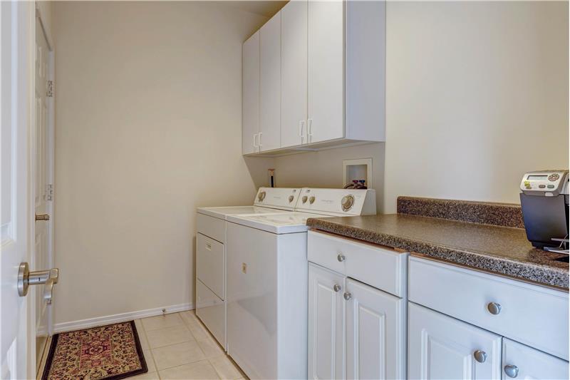 Main flr laundry with cabinets and folding counter