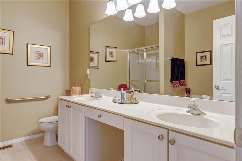 Double sinks, make up area in master bath
