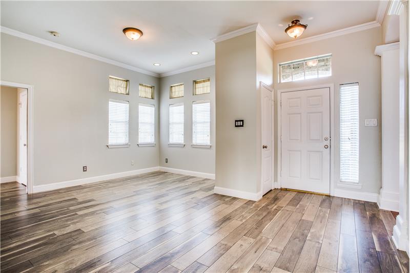 Entryway with beautiful flooring!
