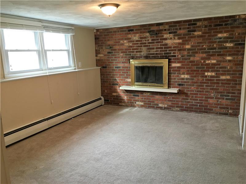 Full lower level with walkout to garage & backyard with wood fireplace