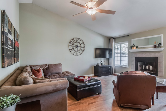 Living room with fireplace