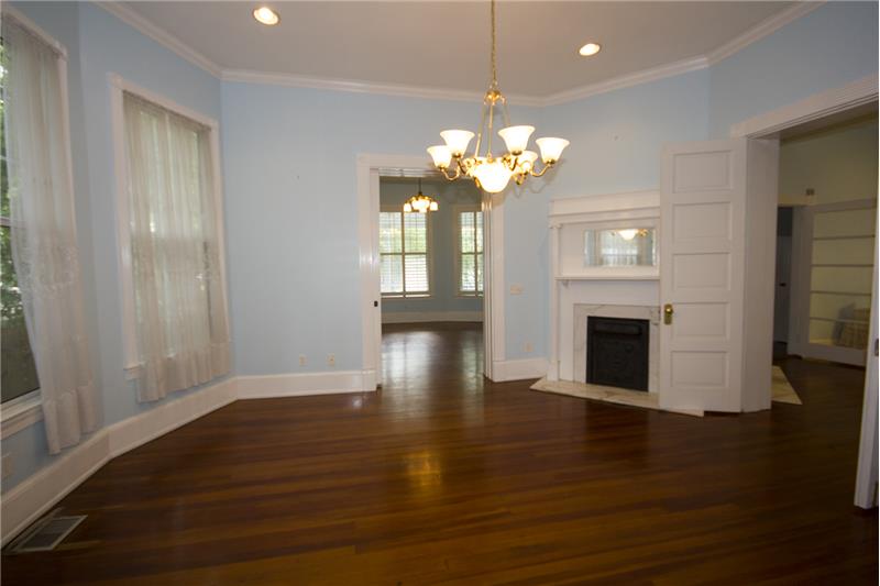 Dining room with fireplace