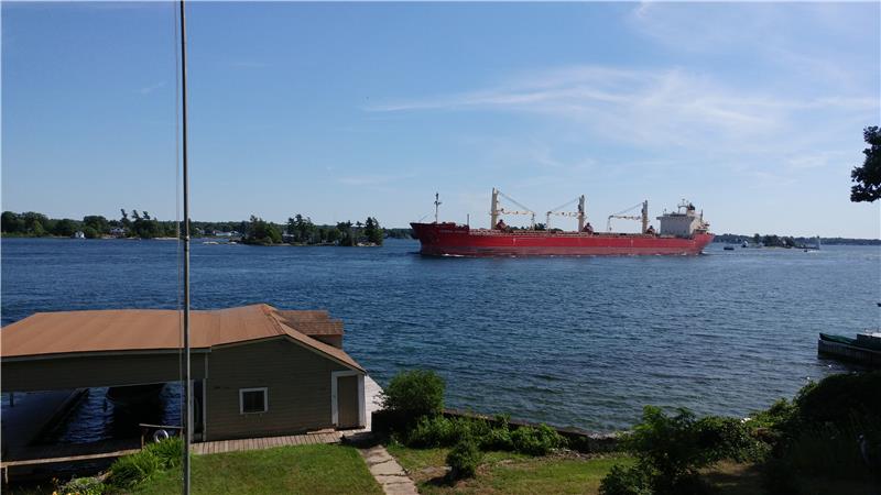 View of Seaway shipping channel from porch