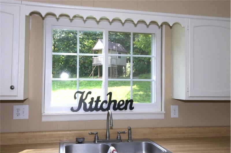 Window over sink with backyard view