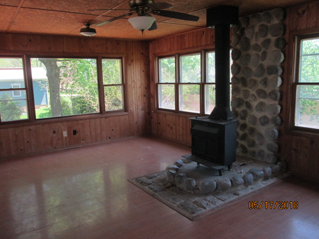 Family room with wood burning stove