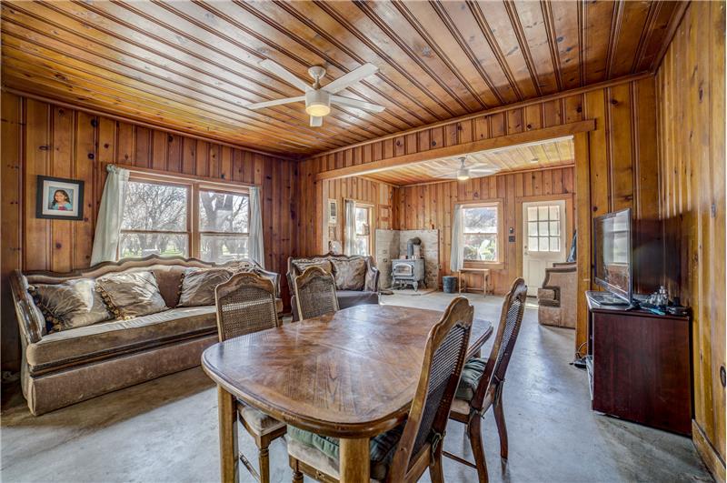 Knotty pine walls and ceilings