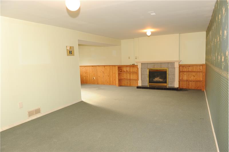 Basement Rec room with gas fireplace