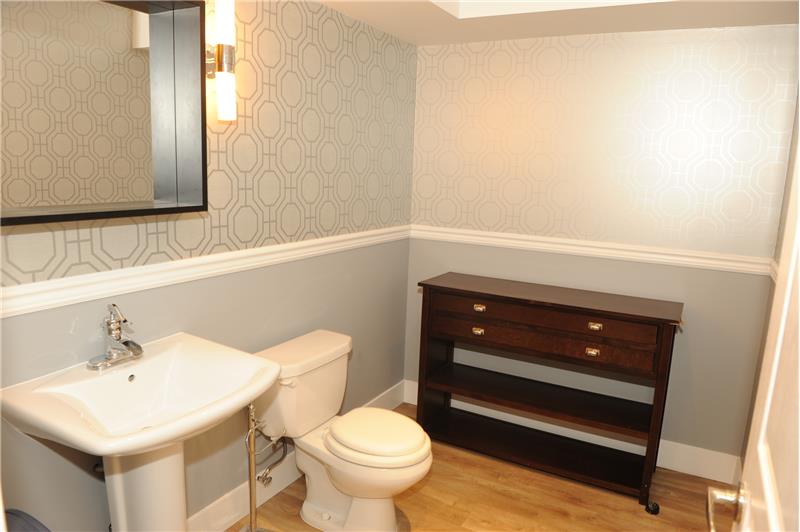 Basement Powder Room with rough-in for shower or bath tub