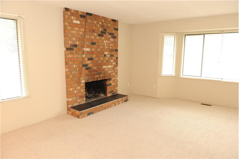 Wood Fireplace in Living Room