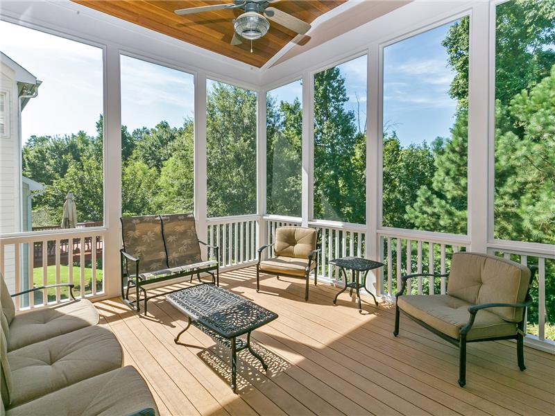 Screened Porch with Low Maintenance Trex Flooring and Grilling Deck with Built-in Gas Line