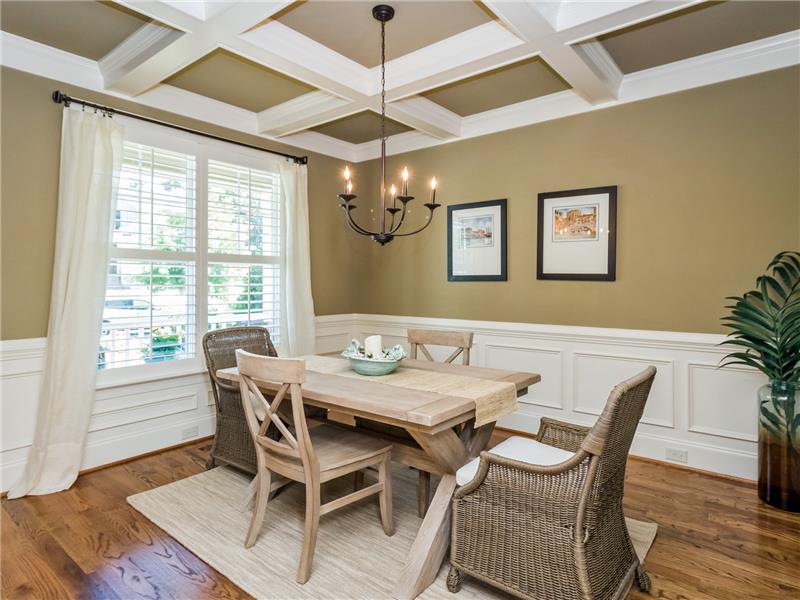 FORMAL DINING WITH COFFERED CEILING & TRIM