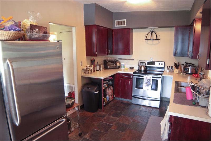 Kitchen with stainless steel appliances