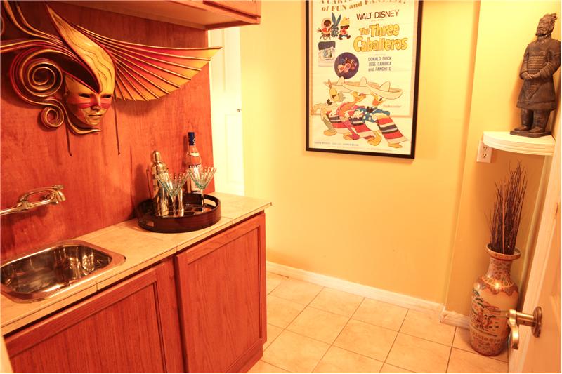 Media room with wet bar