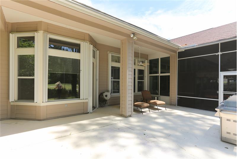 A view of the Owners' bedroom bay windows.