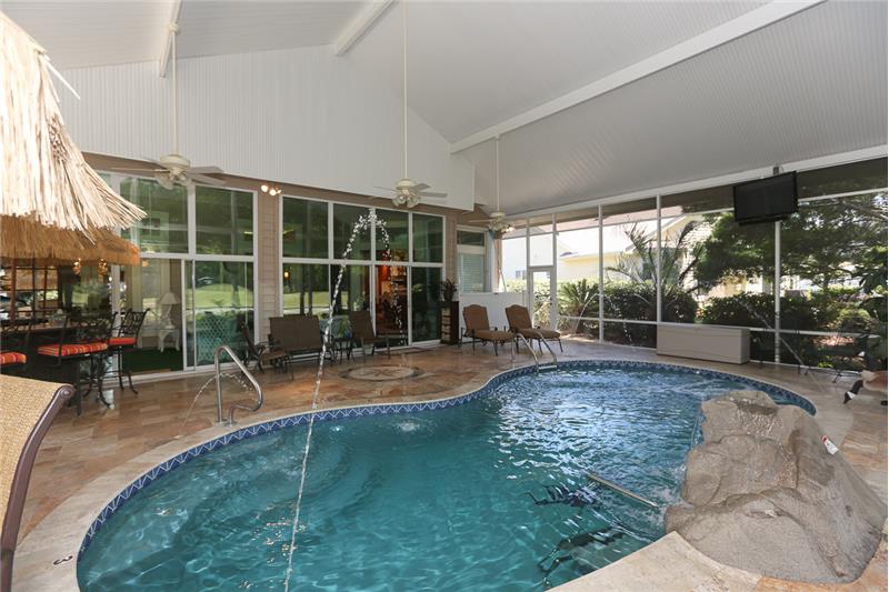 A view of the service area which holds the pool heater and filtration system.