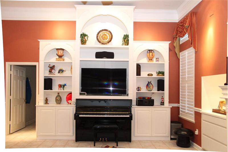 View of the great room custom cabinetry.