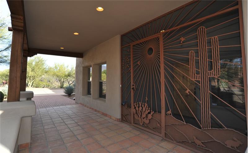 Greet guests with lovely southwestern front patio