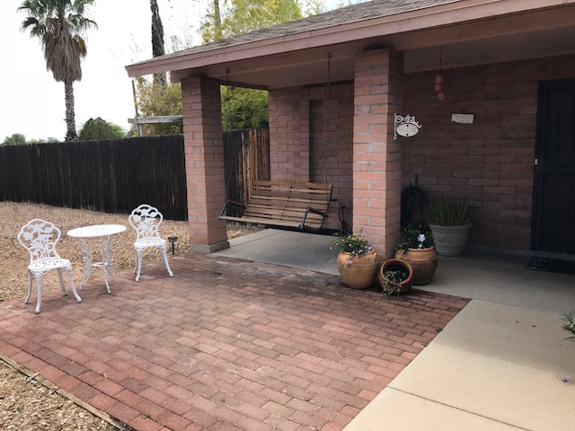 Front porch with extended brick patio