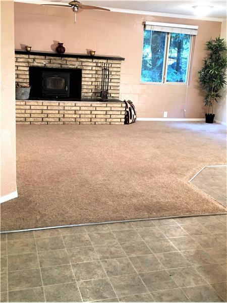 Striking wood burning fireplace!