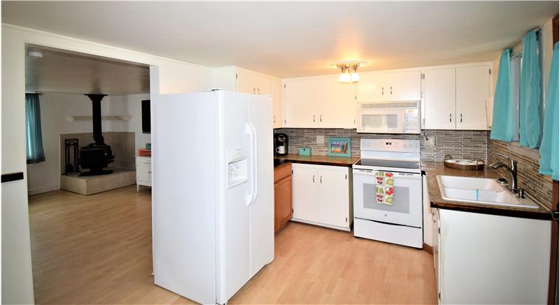 Easy transition from kitchen to living area.