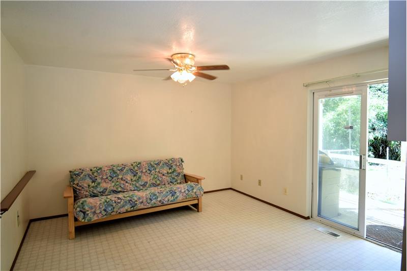 The family room has its own entrance.