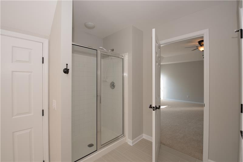 Master bathroom features separate shower, private WC with new toilet, 
