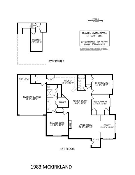 Open, flowing floor plan with 2,161+ square feet of heated living area.