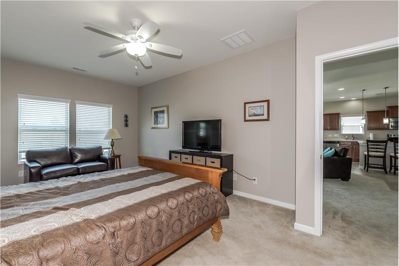 Plenty of wall space in master bedroom for larger dressers