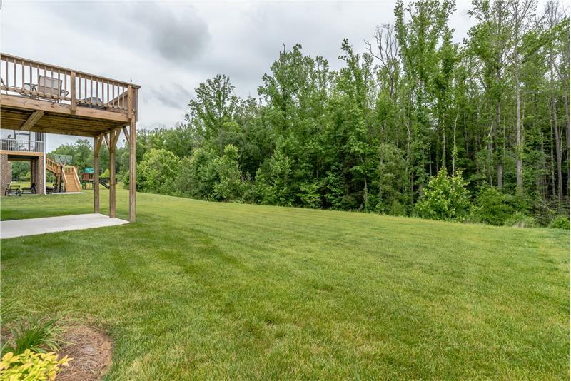 Wooded views and plenty of room for a play set.