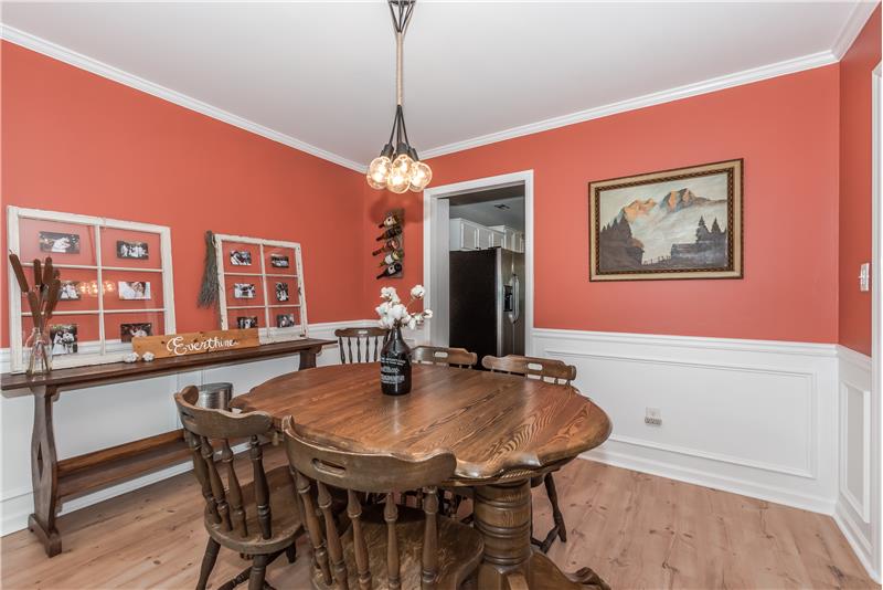 Stylish dining room ideal for holiday gatherings.