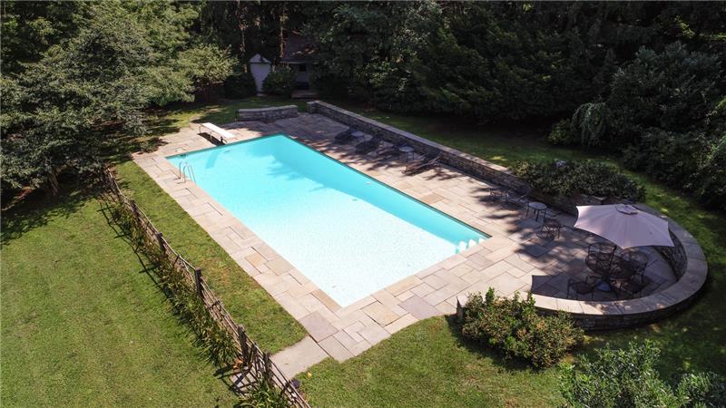 205 Maple Hill Road Aerial View of Pool
