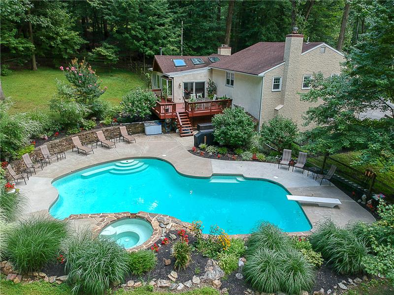 336 Greene Road Aerial View of Pool and Deck