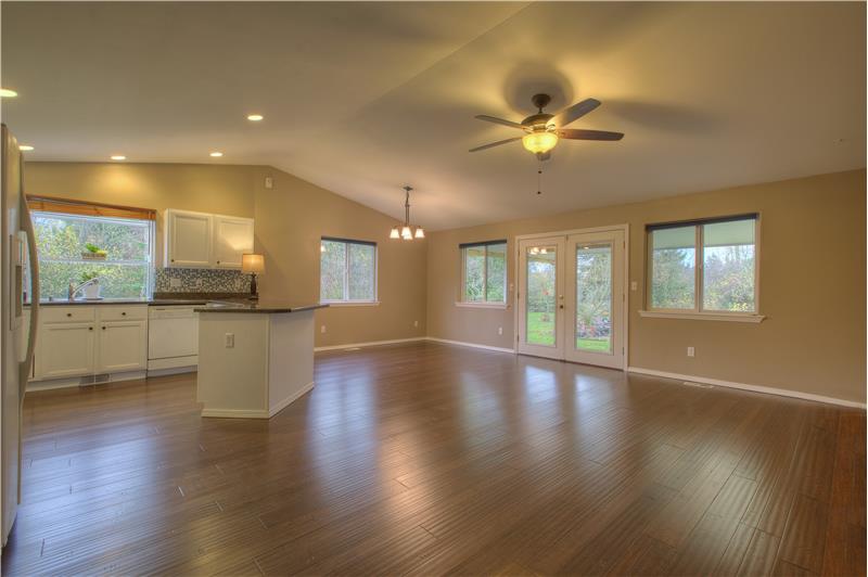Your great room awaits you! Family time is a must. Beautiful french doors lead to your private oasis.