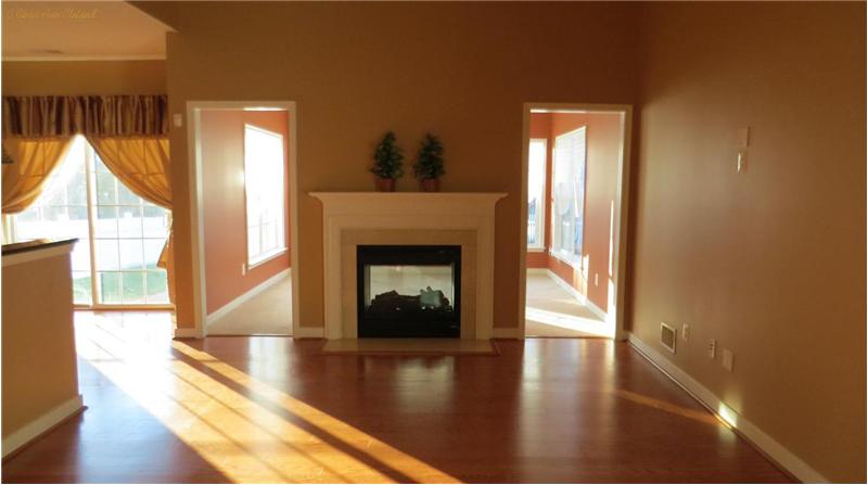 Family Room has Vaulted Ceiling & Gas Fireplace