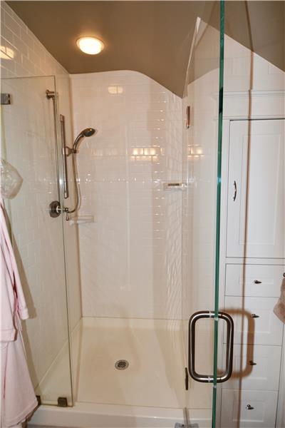 Main Bathroom shower with glass enclosure