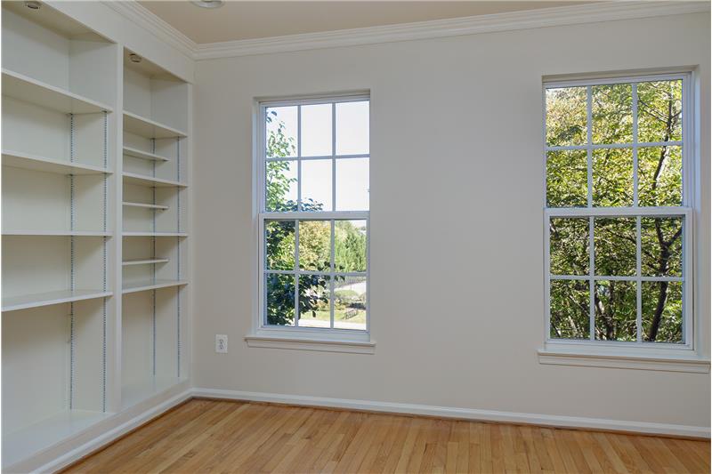 Built ins and hardwood adorn your new office