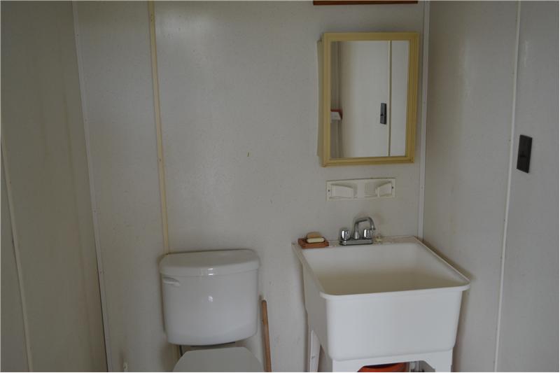 Half bathroom off patio