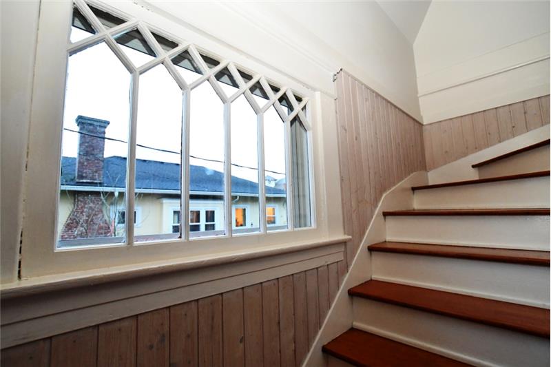Lead-glass window in stairwell