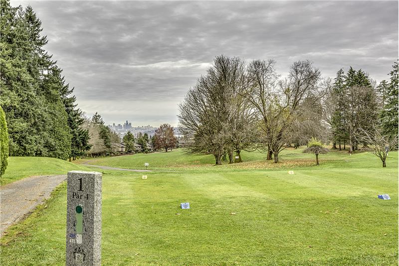 View of Golf Course with View of Seattle in the Background.