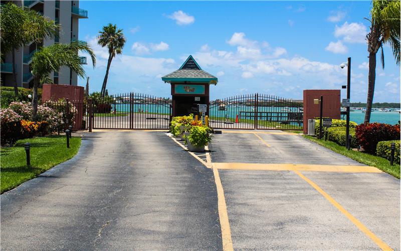 Entrance to the gated island community