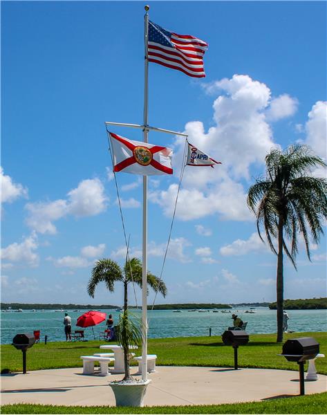 A proud display of flags on the island