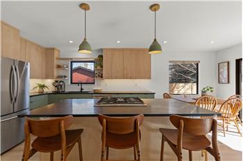 Large island with downdraft oven